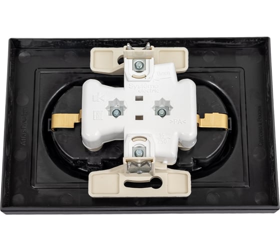 Двойная розетка в сборе Systeme Electric Atlasdesign базальт с заземлением, 16а, ATN001424