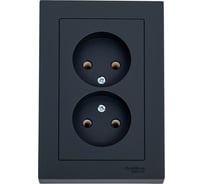 Двойная розетка в сборе Systeme Electric Atlasdesign базальт без заземления,16а, ATN001420