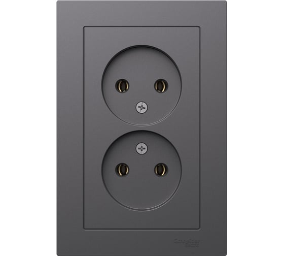 Двойная розетка в сборе Systeme Electric Atlasdesign базальт без заземления,16а, ATN001420
