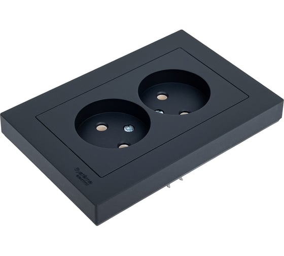 Двойная розетка в сборе Systeme Electric Atlasdesign базальт без заземления,16а, ATN001420