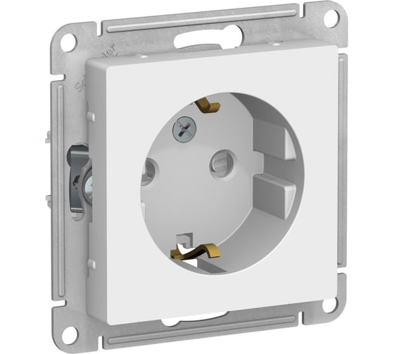 Механизм розетки Systeme Electric Atlasdesign лотос с заземлением со шторками, 16а, ATN001345