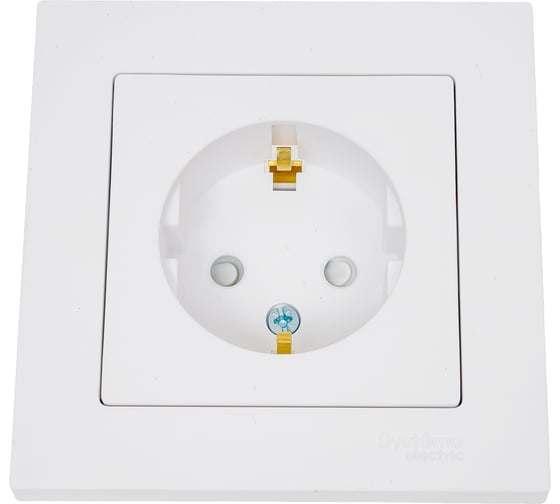 Розетка в сборе Systeme Electric Atlasdesign лотос с заземлением со шторками, 16а, ATN001344