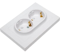 Двойная розетка в сборе Systeme Electric Atlasdesign лотос с заземлением, со шторками, 16а, ATN001326