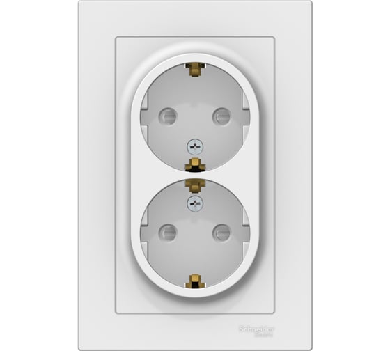 Двойная розетка в сборе Systeme Electric Atlasdesign лотос с заземлением, со шторками, 16а, ATN001326