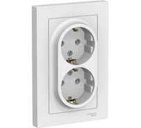 Двойная розетка в сборе Systeme Electric Atlasdesign лотос с заземлением, 16а, ATN001324