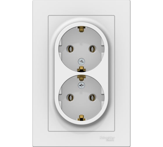 Двойная розетка в сборе Systeme Electric Atlasdesign лотос с заземлением, 16а, ATN001324