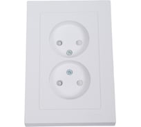 Двойная розетка в сборе Systeme Electric Atlasdesign лотос без заземления со шторками,16а, ATN001322