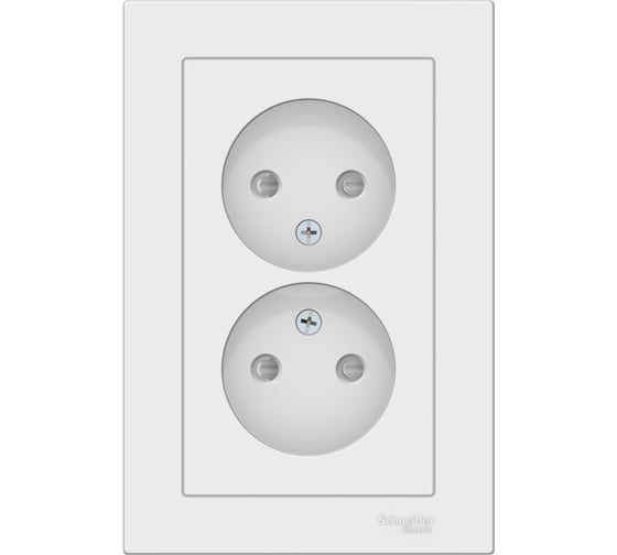 Двойная розетка в сборе Systeme Electric Atlasdesign лотос без заземления со шторками,16а, ATN001322