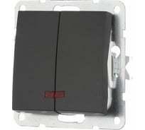 2-клавишный выключатель LK Studio с индикаторами, схема 5L, 16 A, 250 B, черный бархат 861208-1