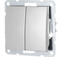 2-клавишный переключатель LK Studio с двух мест, схема 6+6, 16 A, 250 B, серебристый металлик 861303-1