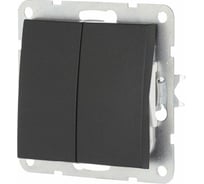 2-клавишный переключатель LK Studio с двух мест, схема 6+6, 16 A, 250 B, черный бархат 861308-1
