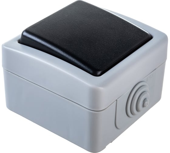 Одноклавишный 1-полюсный выключатель LK Studio схема1, IP54, 10А/250V, серый LK AQUA 80001
