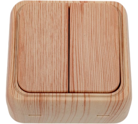 2-клавишный выключатель LK Studio схема 5, открытой установки, сосна 811125