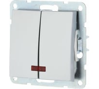 2-клавишный выключатель LK Studio с индикаторами, схема 5L, 16 A, 250 B, серебристый металлик 861203-1