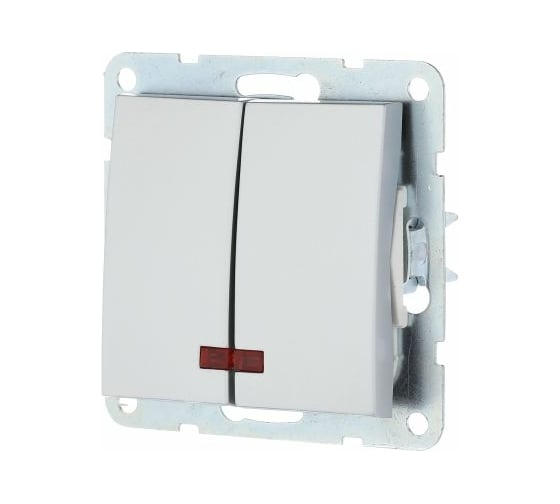 2-клавишный выключатель LK Studio с индикаторами, схема 5L, 16 A, 250 B, серебристый металлик 861203-1