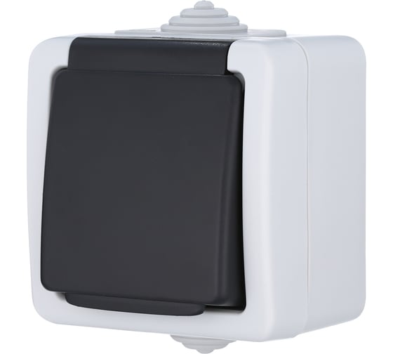 Одинарная розетка LK Studio с з/к IP54 16А/250V серый LK AQUA 80007