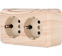 Двойная розетка открытой установки LK Studio с з/к, со шторками, сосна 813525