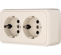 Двойная розетка открытой установки LK Studio с з/к, со шторками бежевый 813501