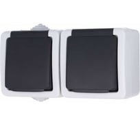 Двойная розетка LK Studio с з/к IP54 16А/250V серый LK AQUA 80008