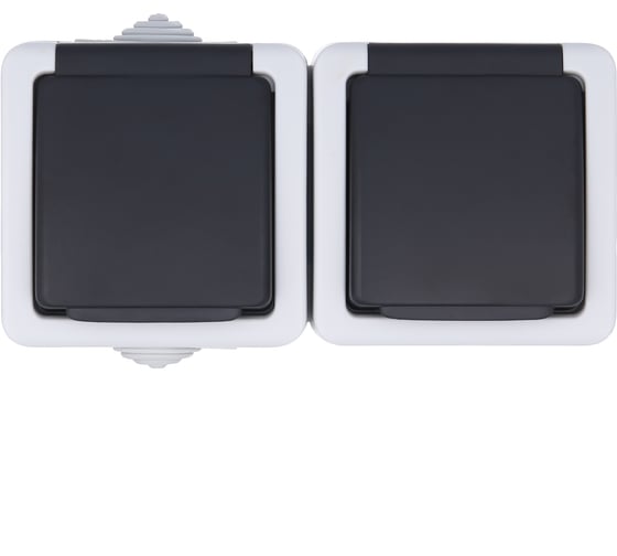 Двойная розетка LK Studio с з/к IP54 16А/250V серый LK AQUA 80008