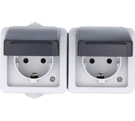 Двойная розетка LK Studio с з/к IP54 16А/250V серый LK AQUA 80008