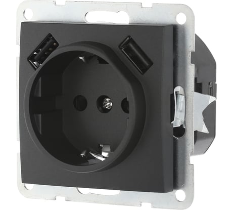 Розетка LK Studio с з/к + 2хUSB разъем, 2А, черный бархат 868008-1