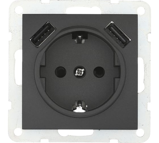 Розетка LK Studio с з/к + 2хUSB разъем, 2А, черный бархат 868008-1