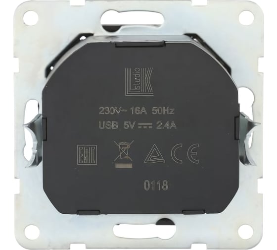Розетка LK Studio с з/к + 2хUSB разъем, 2А, черный бархат 868008-1