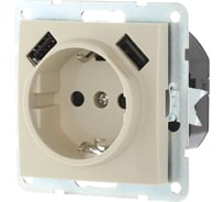 Розетка LK Studio с з/к + 2хUSB разъем, 2А, бежевый 868001-1