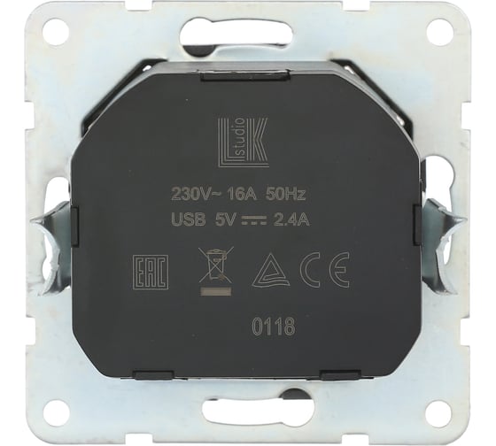 Розетка LK Studio с з/к + 2хUSB разъем, 2А, серебистый металлик 868003-1