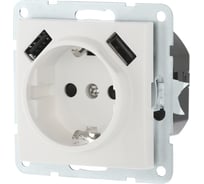 Розетка LK Studio с з/к + 2хUSB разъем, 2А белый 868004-1