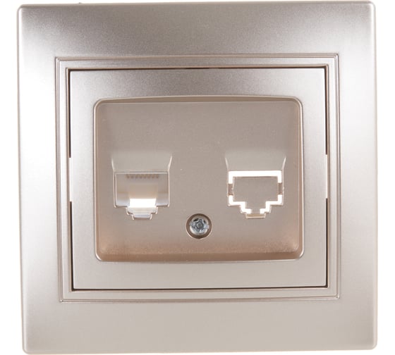 Информационная розетка Intro 1-303-04 RJ45, IP20, СУ, Plano, шампань Б0030087