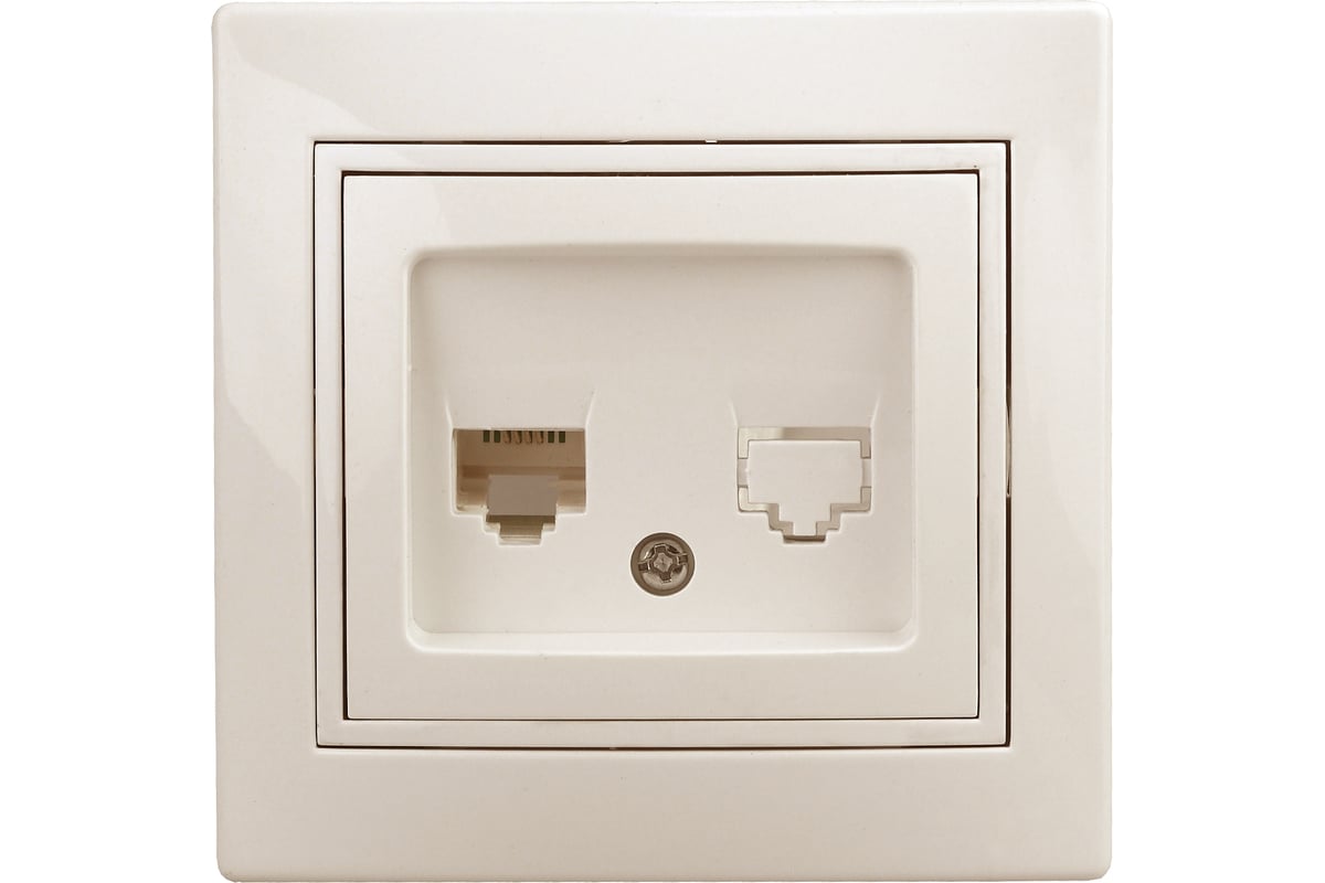 Информационная розетка Intro 1-303-02 RJ45, IP20, СУ, Plano, слоновая ...