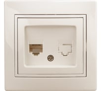 Информационная розетка Intro 1-303-02 RJ45, IP20, СУ, Plano, слоновая кость Б0027622