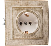 Розетка duwi с/п с з/к 1-местная серия Palazzo Vintage, белое золото 26578 8