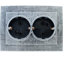 Розетка duwi с/п с з/к 2-местная серия Palazzo Vintage, серебро патина 26561 0