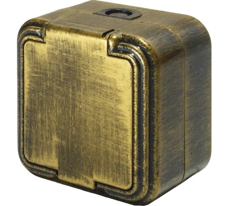 Розетка duwi о/п с з/к 1-местная серия Palazzo с крышкой IP54, бронза патина 26431 6