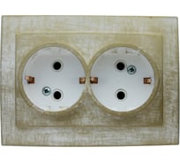 Розетка duwi с/п с з/к 2-местная серия Palazzo Vintage, белое золото 26580 1