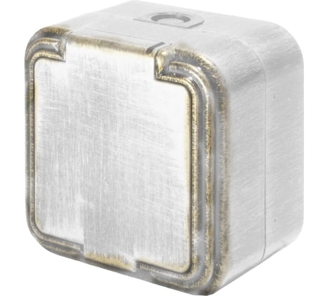 Розетка duwi о/п с з/к 1-местная серия Palazzo с крышкой IP54, белое золото патина 26444 6