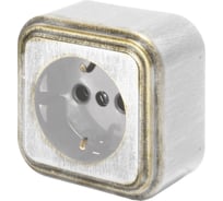 Розетка duwi о/п с з/к 1-местная серия Palazzo Vintage, белое золото патина 26433 0