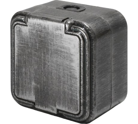 Розетка duwi о/п с з/к 1-местная серия Palazzo с крышкой IP54, серебро патина 26457 6