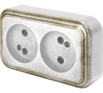 Розетка duwi о/п б/з 2-местная серия Palazzo Vintage, белое золото патина 26436 1