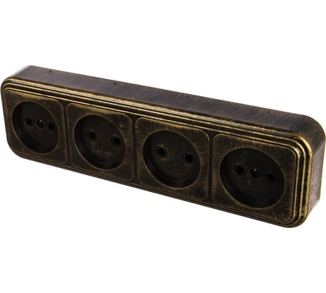 Розетка duwi о/п б/з 4-местная серия Palazzo, бронза патина 26427 9