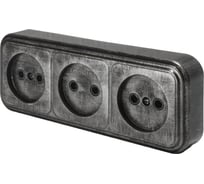 Розетка duwi о/п б/з 3-местная серия Palazzo, серебро патина 26451 4