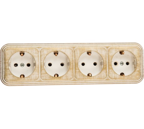 Розетка duwi о/п с з/к 4-местная серия Palazzo, белое золото патина 26441 5