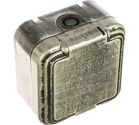 Розетка duwi о/п б/з 1-местная серия Palazzo с крышкой IP54, серебро патина 26456 9