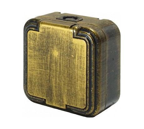 Розетка duwi о/п б/з 1-местная серия Palazzo с крышкой IP54, бронза патина 26430 9