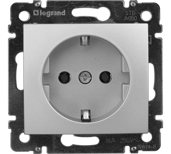 Одноместная розетка Legrand DIY Valena Алюм с/з 694342
