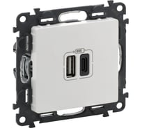 Зарядное устройство Legrand Valena Life с 2-мя USB-разьемами тип A-тип бел. Leg 753106