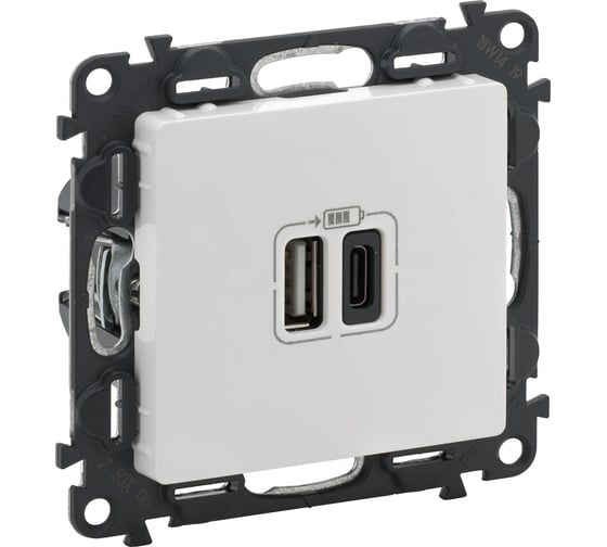Зарядное устройство Legrand Valena Life с 2-мя USB-разьемами тип A-тип бел. Leg 753106 1